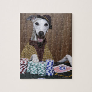 Utklädd Whippet hund på dobbleribord Pussel