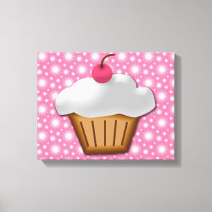 Utklippmuffin med det rosa körsbäret överst canvastryck