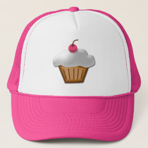 Utklippmuffin med det rosa körsbäret överst keps