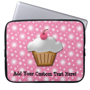 Utklippmuffin med det rosa körsbäret överst laptop sleeve