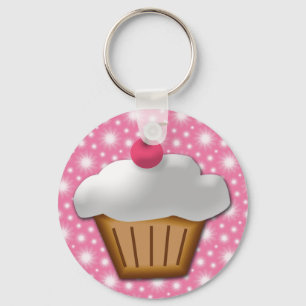 Utklippmuffin med det rosa körsbäret överst nyckelring