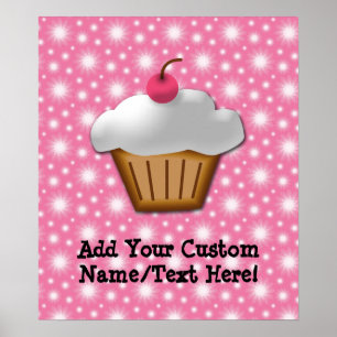 Utklippmuffin med det rosa körsbäret överst poster