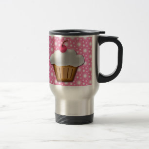 Utklippmuffin med det rosa körsbäret överst resemugg