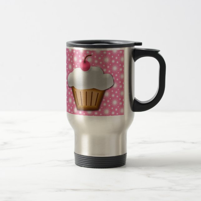Utklippmuffin med det rosa körsbäret överst resemugg (Höger)