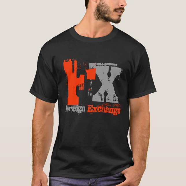 UTLÄNDSK EXCHANGE 4x. FRAMTID- OCH BAKHETSAKD T-shirt (Framsida)