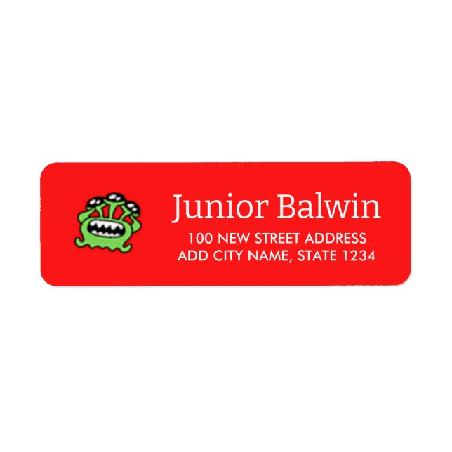 Utlänning av grönt på rött returadress etikett (Framsidan)
