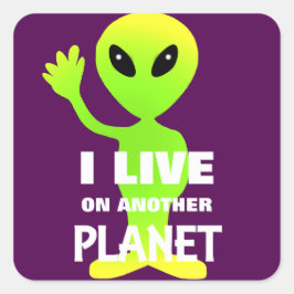 Utlänning av Tecknaden för Roligt i Rymden Fyrkantigt Klistermärke