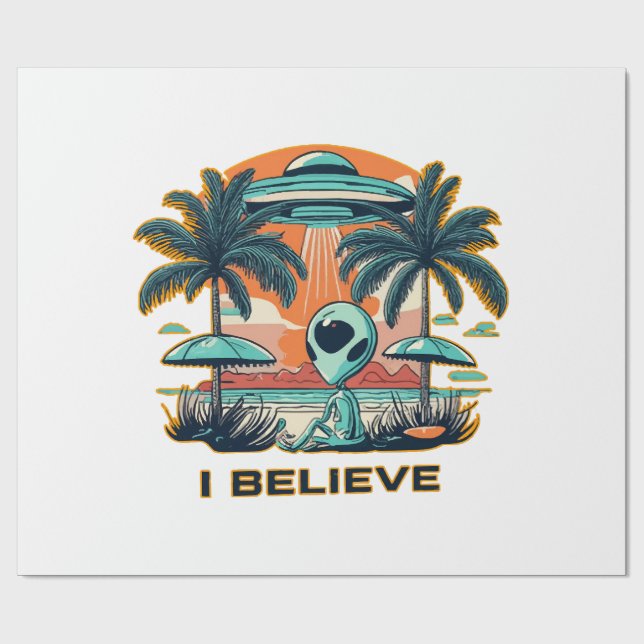 utlänning med UFO JAG TROR Presentpapper (Platt)