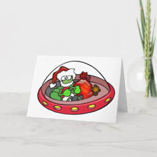 Utlänning Santa in UFO: Ut ur den här världsjulen! Helgkort