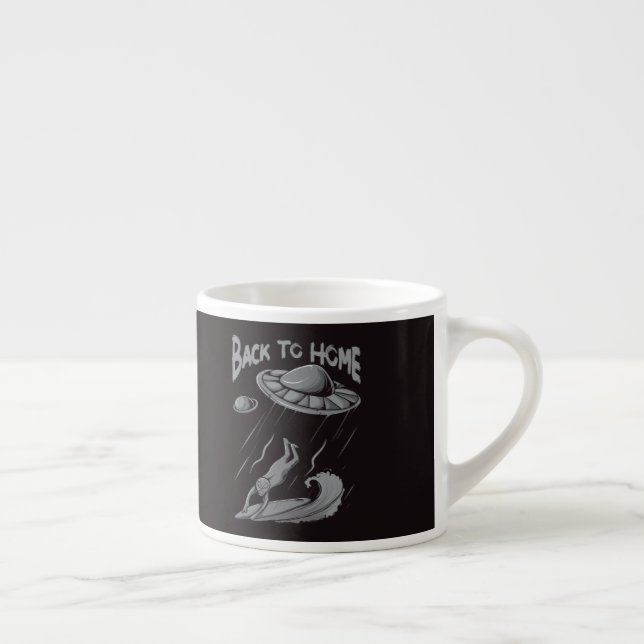 utlänning ufo surfing illustration med tillbaka ti espressomugg (Höger)