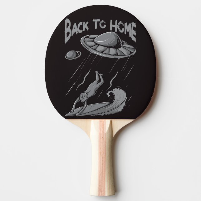 utlänning ufo surfing illustration med tillbaka ti pingisracket (Framsidan)