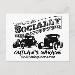 Utlänningens Garage. Socialt oaccepterat Hot rod Vykort