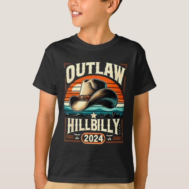 Utlaw Hillbilly 2024 USA:s valdag Cowboy Hat T Shirt (Framsida)