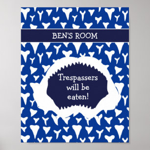 Utloggning för boys Bedroom Funny Shark Behålla Ou Poster