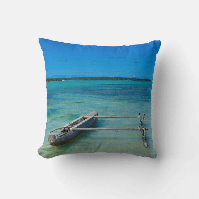 Utlösare Canoe i grunda havet Kudde (Framsida)