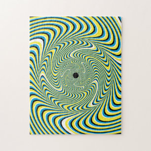 Utmana optisk Illusion-pussel för blå och Gult Pussel