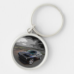 Utmanare srt8 rund silverfärgad nyckelring