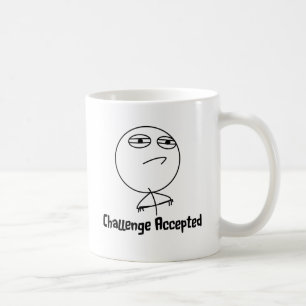 Utmaning accepterad svart- & vittext kaffemugg