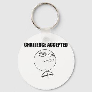 Utmaning accepterad ursinneansiktetecknad Meme Nyckelring