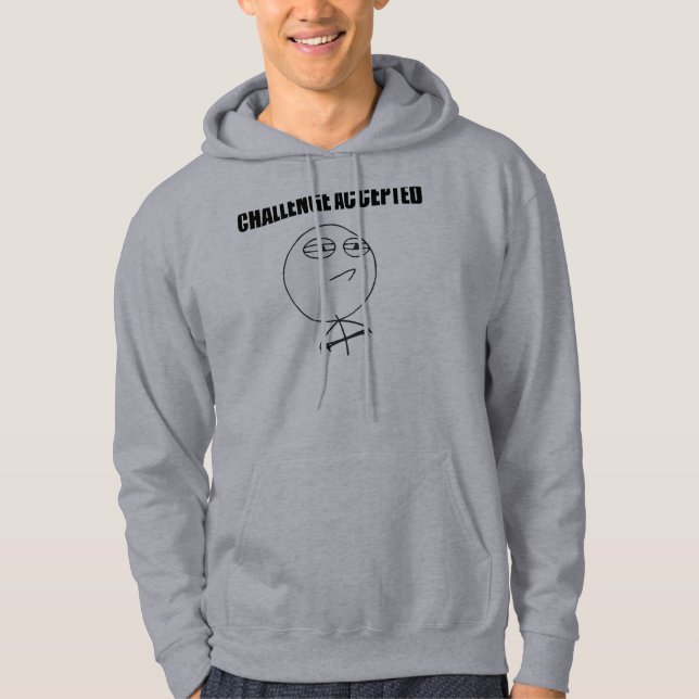 Utmaning accepterad ursinneansiktetecknad Meme Sweatshirt (Framsida)