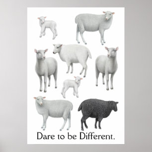 Utmaning att vara olikt svart fårtryck poster