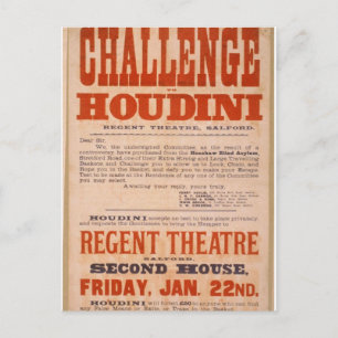 Utmaning till Houdini Vintage Theater Vykort