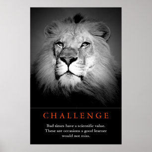 Utmaningsinspirationsoffert Svartvit Lejon Poster