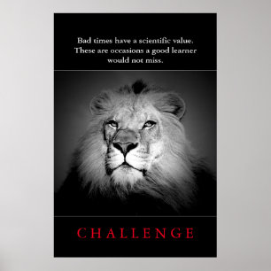 Utmaningsinspirationsoffert Svartvit Lejon Poster