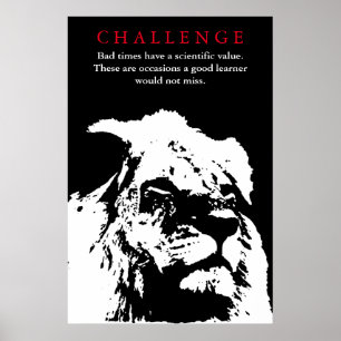 Utmaningsinspirationsoffert Svartvit Lejon Poster
