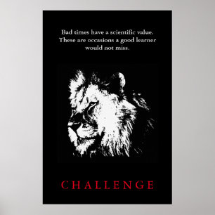 Utmaningsinspirationsoffert Svartvit Lejon Poster