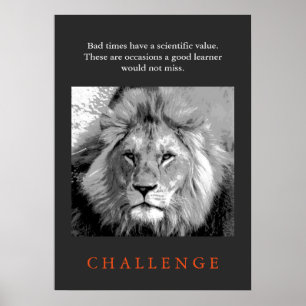 Utmaningsinspirationsoffert Svartvit Lejon Poster
