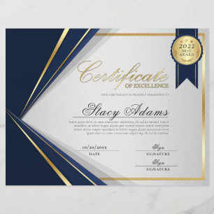 Utmärkelse av pris för blått och Guld-certifikat