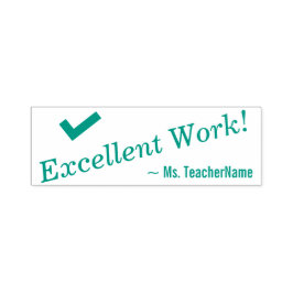 "Utmärkt arbete!" + Lärarens Namn Rubber Frimärke Självfärgande Stämpel