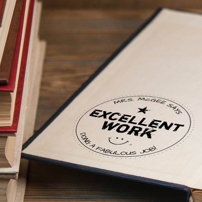 Utmärkt arbete | Personlig Lärare Stämpel (Excellent Work | Personalized Teachers Rubber Stamp)