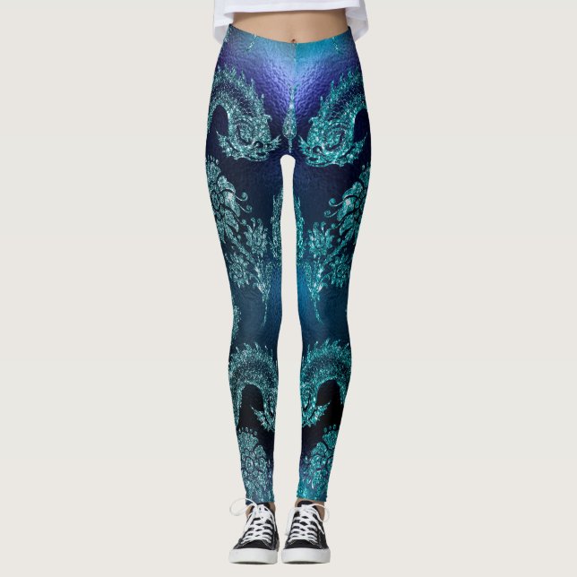 Utmärkt blå tatuering Skriv ut Leggings (Framsida)
