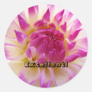 Utmärkt! dekaler anpassade Rosa Dahlia Blomma Runt Klistermärke
