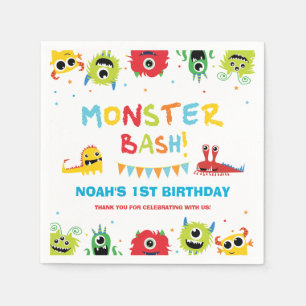 Utmärkt färgade små monster Bash 1:a födelseda Pappersservett