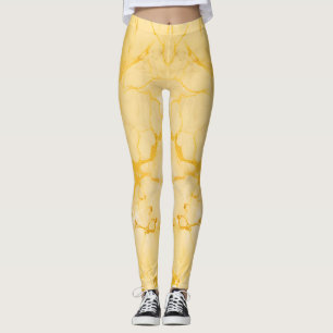 Utmärkt Gult Marble Färg Skriv ut Leggings