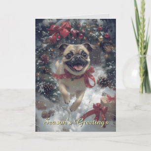 Utmärkt julkort för Pug Hund Kort