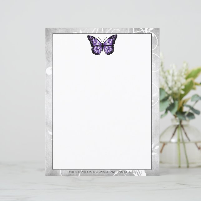 Utmärkt Lila Butterfly Stationery (Stående Fram)