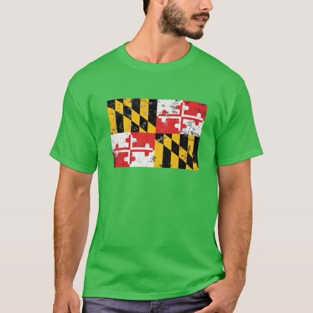 Utmärkt Maryland Statlig flagga Design T Shirt (Framsida)