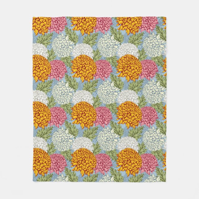 Utmärkt mönster med chrysanthemums fleecefilt (Framsidan)