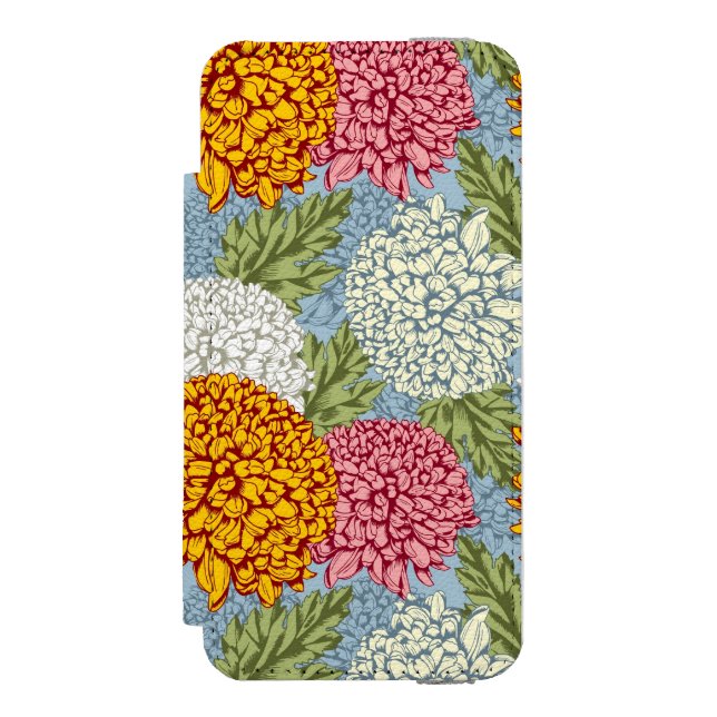 Utmärkt mönster med chrysanthemums incipio iPhone wallet skal (Folio Framsidan)