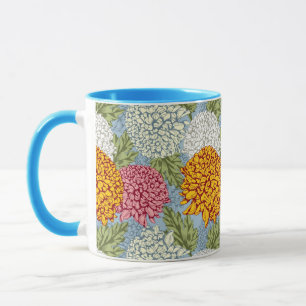 Utmärkt mönster med chrysanthemums mugg