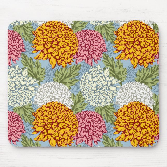 Utmärkt mönster med chrysanthemums musmatta (Framsidan)