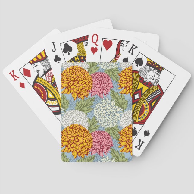 Utmärkt mönster med krysantemum spel kort (Baksidan)