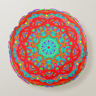 Utmärkt Orange Mandala Round Pillow Rund Kudde