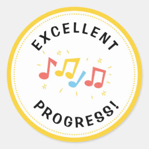 Utmärkt Progress Musik noter Roligt Reward Runt Klistermärke