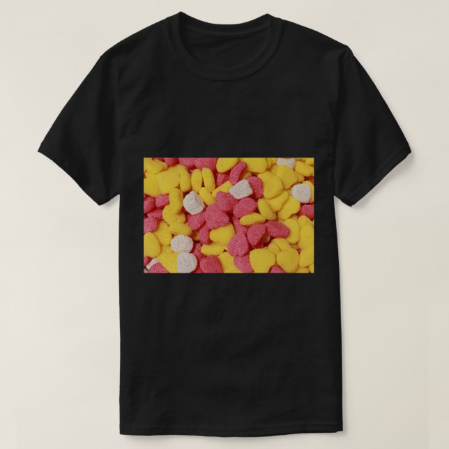 Utmärkt Rosa &amp_ Gult Candy T Shirt (Design framsida)