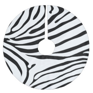Utmärkt svart och vit Zebra tryck Julgransmatta Borstad Polyester